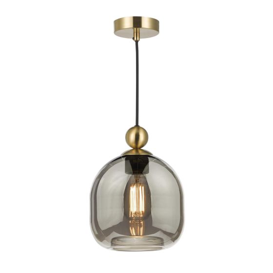 Pendant Satin Brass with Smoked Glass