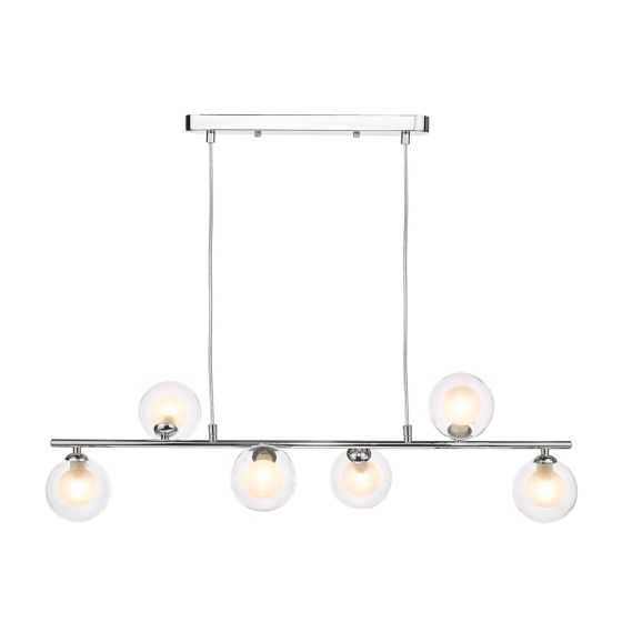 Spiral 6 Light Bar Pendant Polished Chrome With Clear/Opal Glass