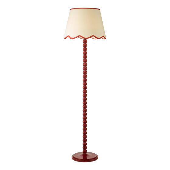 Spool Floor Lamp Red With Shade