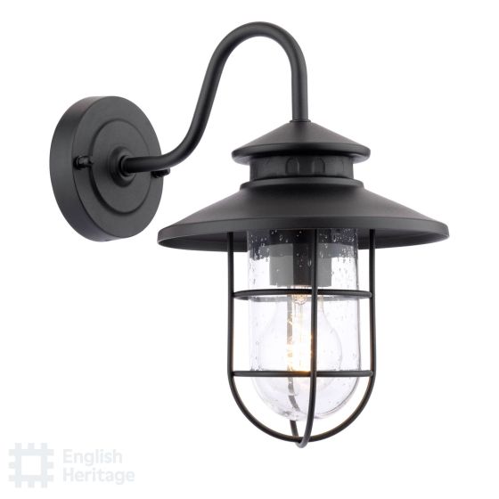 Audley End Stables Outdoor Wall Light Matt Black and Glass IP44