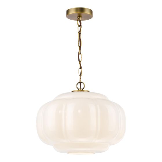 Sumitra Large Pendant Antique Bronze and Opal Glass