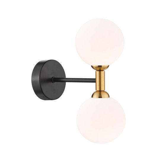 Takara 2 Light Wall Light Matt Black and Bronze With Smoked Glass