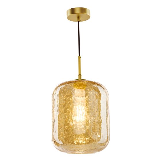 Tavia Pendant Satin Gold and Amber Glass