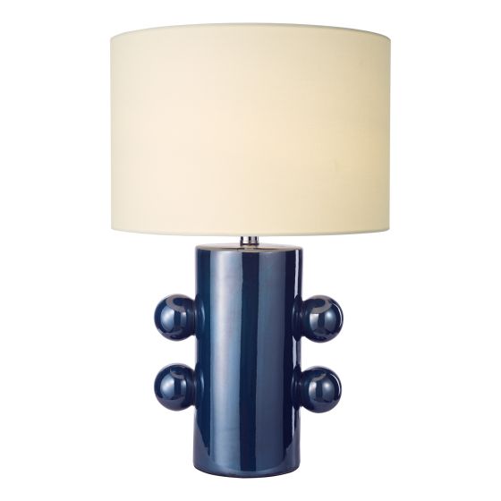 Tisha Table Lamp Blue Ceramic and Antique Brass With Shade
