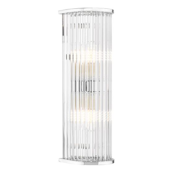 Tobiah 2 Light Bathroom Wall Light Polished Chrome and Glass IP44