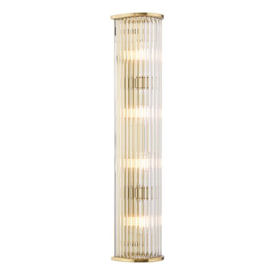 Tobiah 4 Light Bathroom Wall Light Natural Brass and Glass IP44