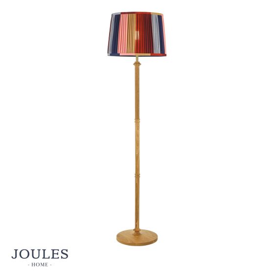 Joules Hardwick Floor Lamp Wood and Matt Antique Brass With Shade