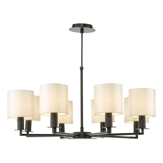 Tyler 8 Light Armed Pendant Matt Black With Shade