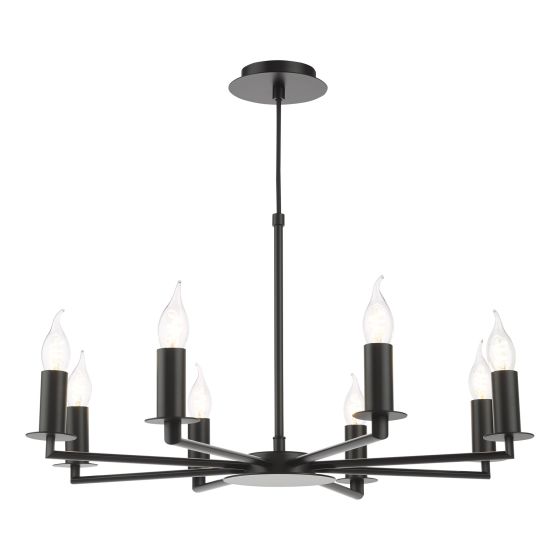 Tyler 8 Light Armed Pendant Matt Black Fitting Only