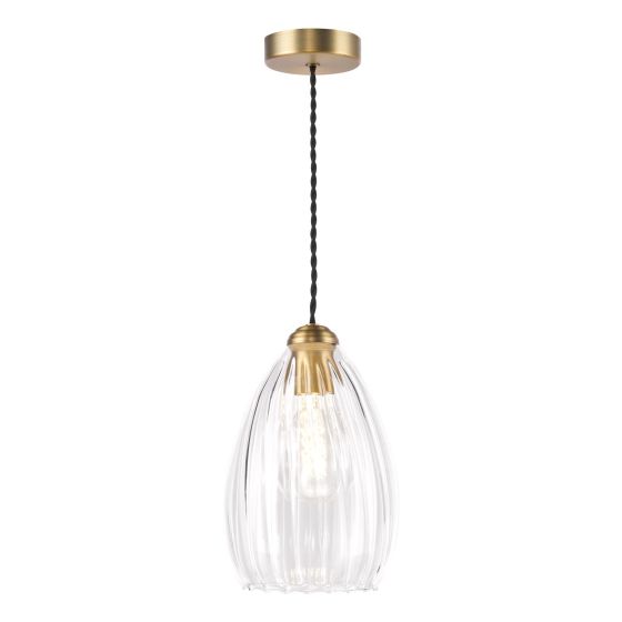 Valora Pendant Antique Bronze and Ribbed Glass
