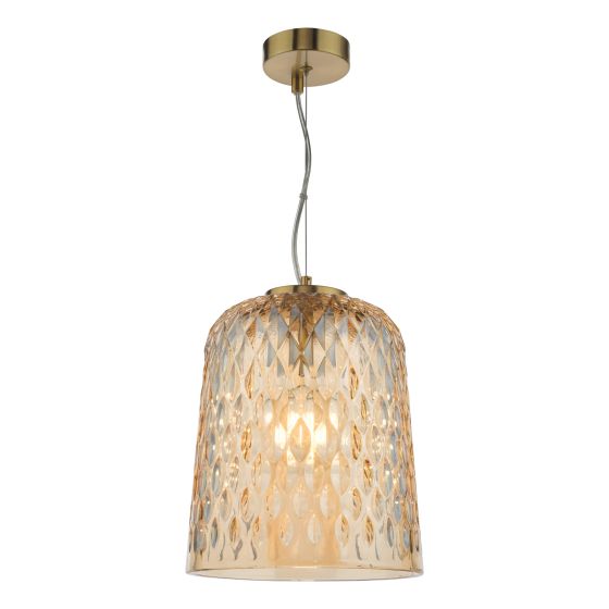 Varius Pendant Natural Brass and Amber Glass