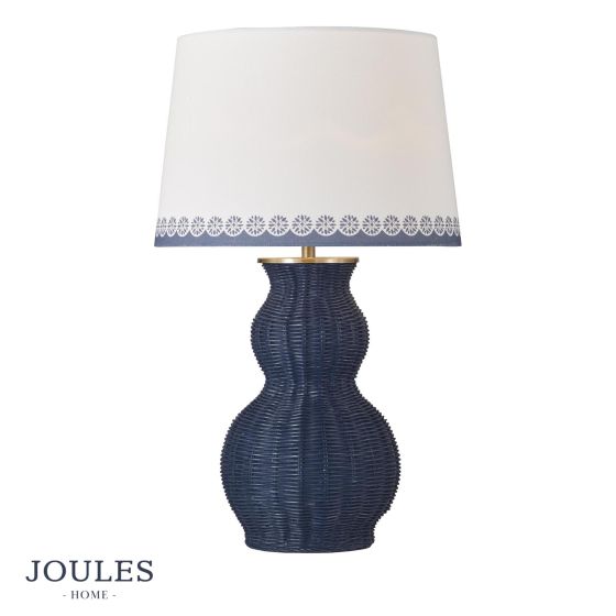 Joules Whitby Table Lamp Matt Blue and Antique Brass With Shade