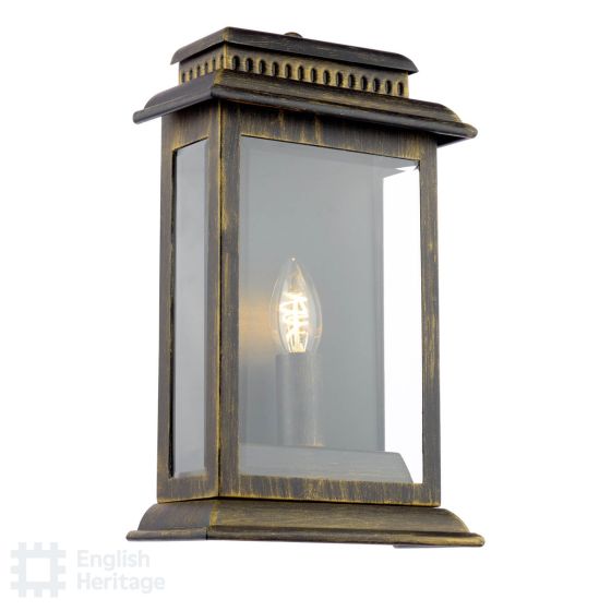Wrest Park Outdoor Wall Light Hand-brushed Black/Gold and Glass IP44