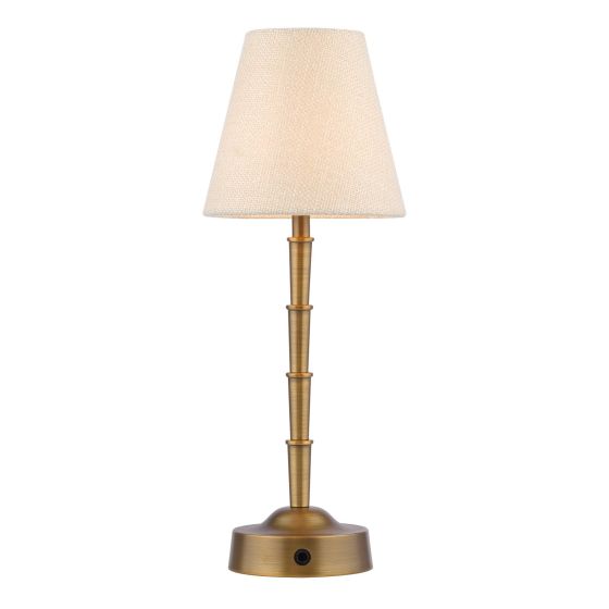 Wyman Table Lamp Antique Bronze With Linen Shade LED