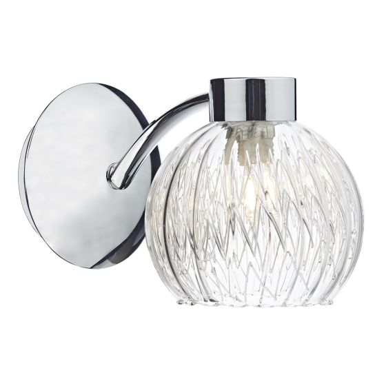 Yasmin Wall Light Polished Chrome and Ribbed Glass