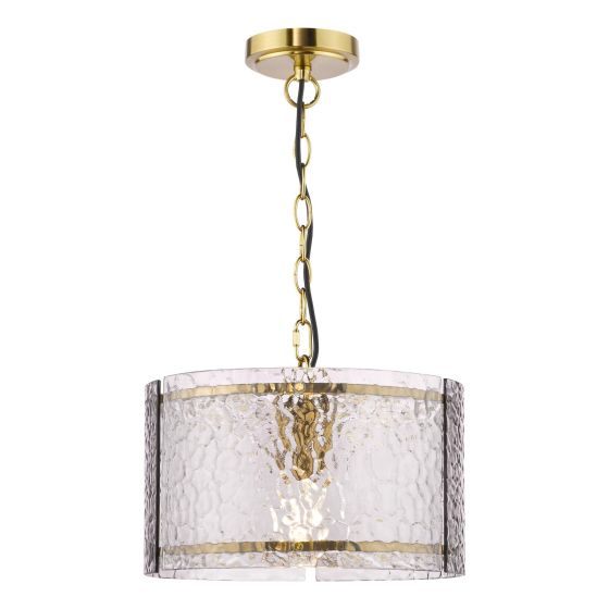 Yeva Pendant Natural Brass and Smoked Glass