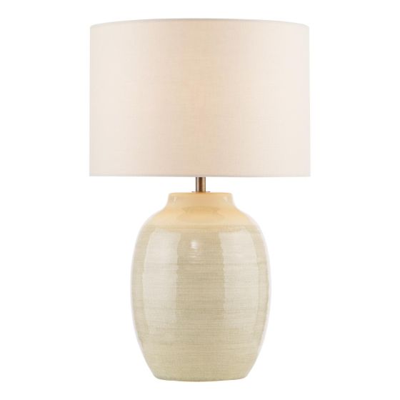 Amsara Table Lamp Cream Ceramic and Antique Brass With Shade