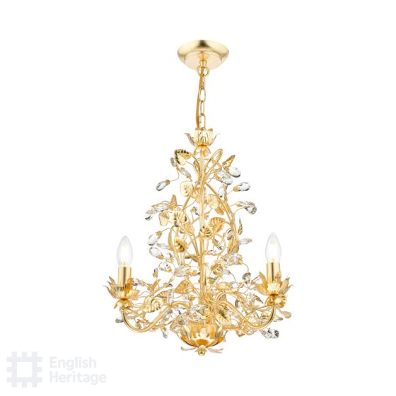 Audley End 3 Light Pendant Gold Leaf