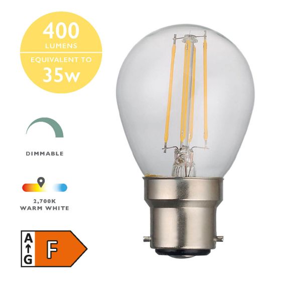 (Pack of 5) LED Golf Ball Light Bulb (Lamp) B22 4W 400LM
