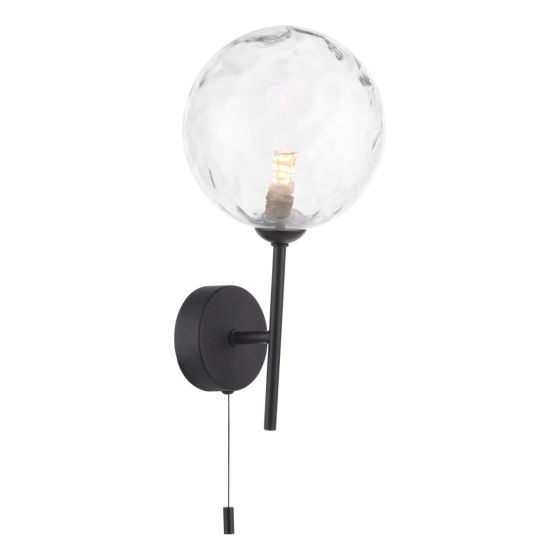 Cohen Wall Light Matt Black With Clear Dimpled Glass
