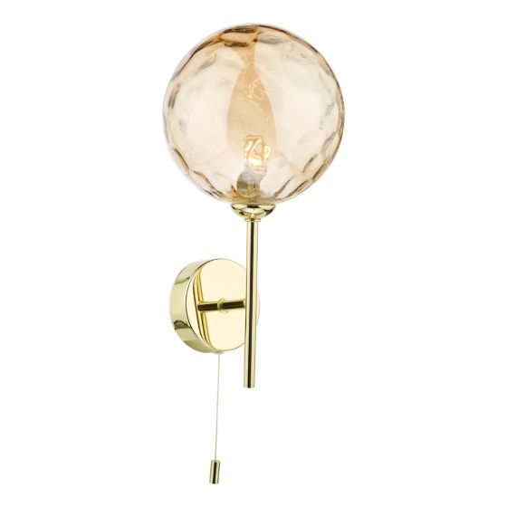 Cohen Wall Light Polished Gold With Amber Dimpled Glass