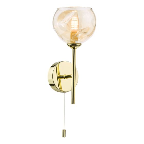 Cohen Wall Light Polished Gold With Organic Amber Glass