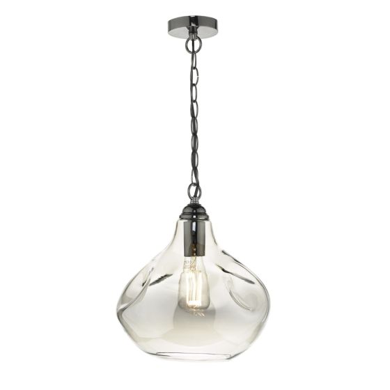 Esarosa 1 Light Pendant Black Chrome And Smoked Glass