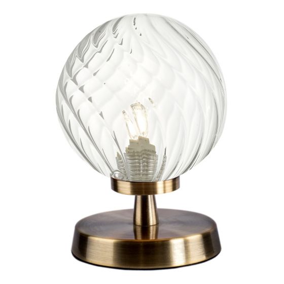 Esben Touch Table Lamp Antique Brass, Crystal Brass Sphere Table Lamp