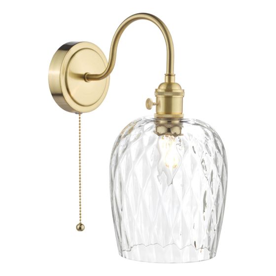 Hadano Wall Light Natural Brass and Clear Dimpled Glass Shade