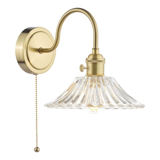 Hadano Wall Light Natural Brass and Clear Flared Glass Shade