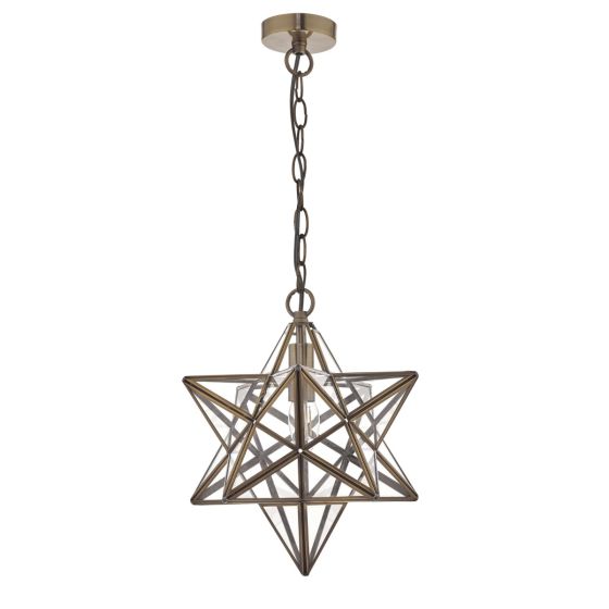 Ilario Large Star Pendant Antique Brass & Glass