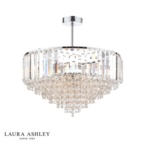 Laura Ashley Vienna 5 Light Semi-Flush Crystal and Polished Chrome