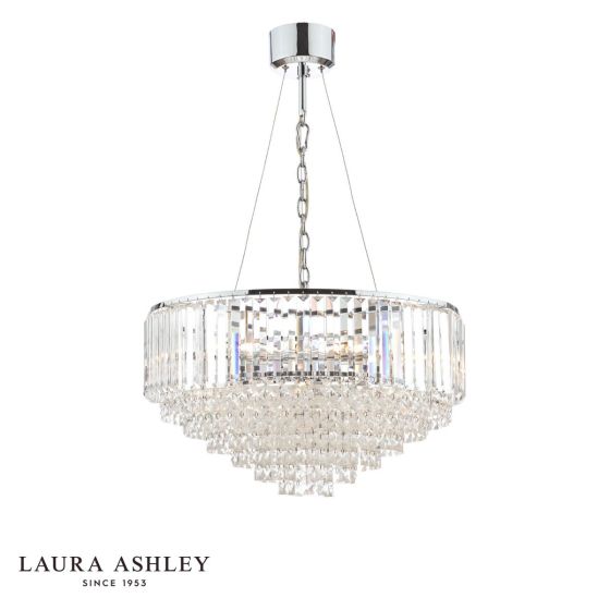 Laura Ashley Vienna 9 Light Chandelier Crystal and Polished Chrome