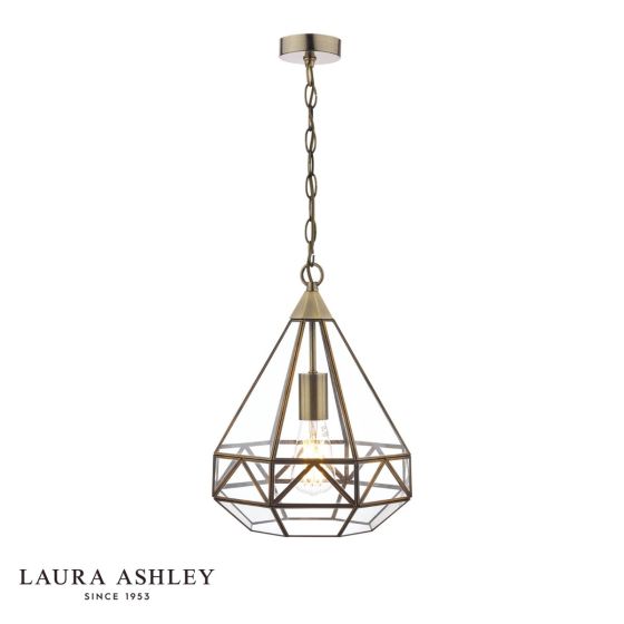 Laura Ashley Zaria Pendant Antique Brass and Glass