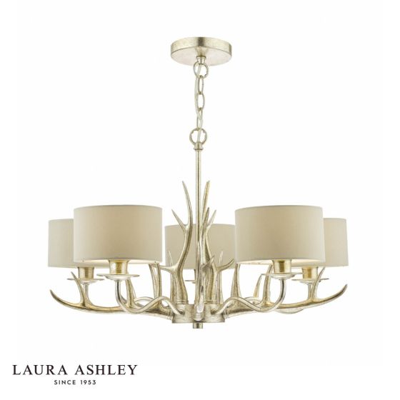 Laura Ashley Mulroy 5 Light Armed Pendant Champagne With Shade