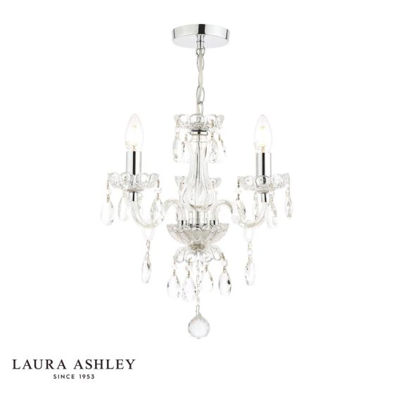 Laura Ashley Harriet 3 Light Chandelier Ribbed Glass and Polished Chrome