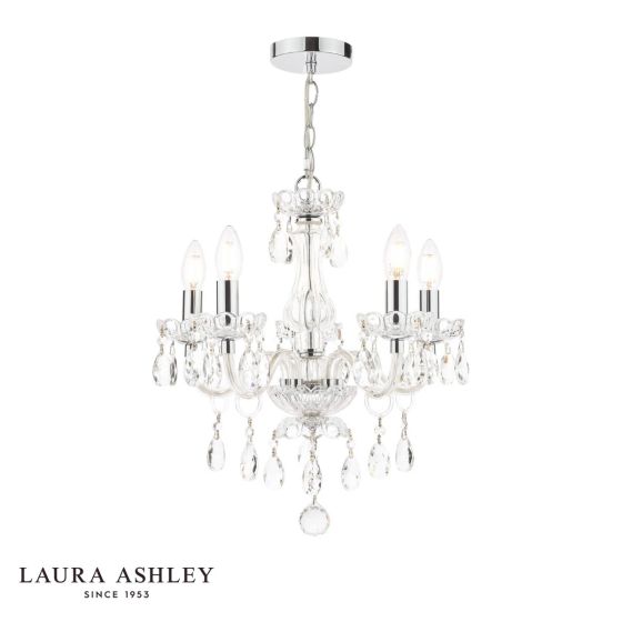Laura Ashley Harriet 5 Light Chandelier Ribbed Glass and Polished Chrome