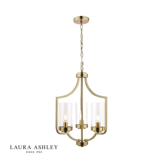 Laura Ashley Joseph 3lt Chandelier Antique Brass Glass