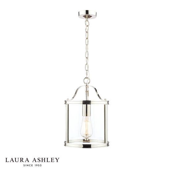 Laura Ashley Harrington Lantern Polished Nickel and Glass