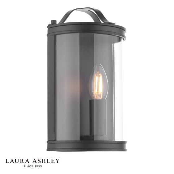 Laura Ashley Harrington Wall Light Matt Black and Glass