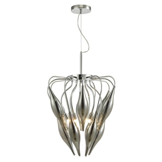 Magdalena 6 Light Pendant Polished Chrome and Smoked Glass