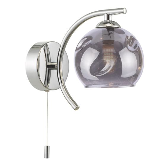 Nakita Wall Light Polished Chrome With Organic Smoked Glass