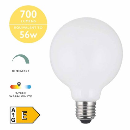 (Pack of 5) LED ES/E27 Globe Light Bulb (Lamp) 6w 700lm 2700k