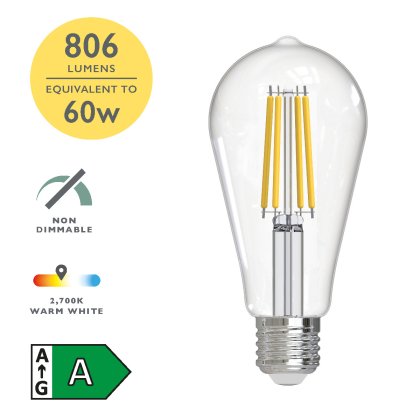 (Pack of 6) LED ES/E27 GLS Light Bulb (Lamp) 3.8w 806lm 2700k
