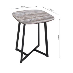 Pavlos Side Table Brown Stone Effect and Matt Black