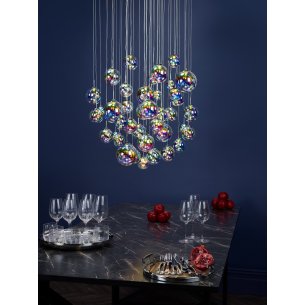Cesario 12 Light Cluster Pendant Polished Chrome Iridised Glass LED