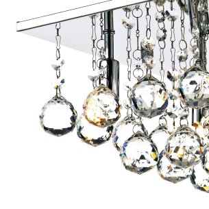 Abacus 4 Light Flush Crystal and Polished Chrome