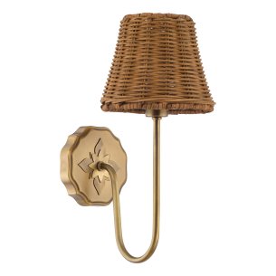 Adyara Wall Light Antique Bronze With Rattan Shade