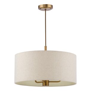 Aelin 3 Light Pendant Matt Bronze With Natural Linen Shade