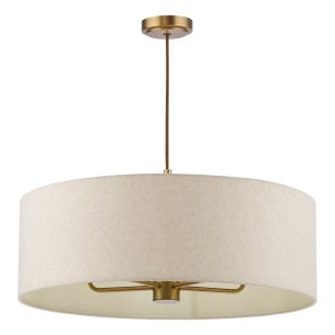 Aelin 5 Light Pendant Matt Bronze With Natural Linen Shade
